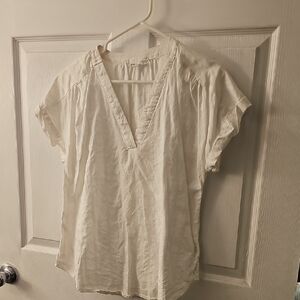 Women's White V-Neck Top